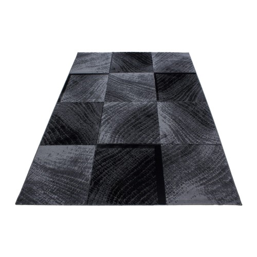 Dywan nowoczesny Plus Kwadraty szaro -czarny 80 cm x 150 cm - Nowoczesne fasony do salonu i pokoju