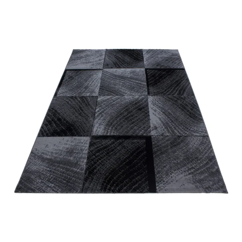 Dywan nowoczesny Plus Kwadraty szaro -czarny 160 cm x 230 cm - Nowoczesne fasony do salonu i pokoju
