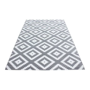 Dywan nowoczesny Plus Kwadraty szaro-kremowy 80 cm x 150 cm