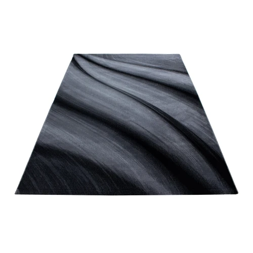 Dywan nowoczesny Miami fale szaro-czarny 160 cm x 230 cm - Nowoczesne fasony do salonu i pokoju