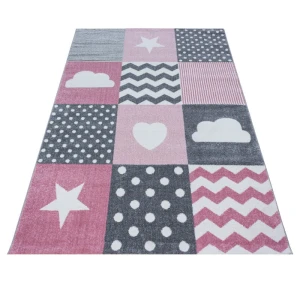 Dywan dziecięcy Kids Kwadraty różowy 120 cm x 170 cm
