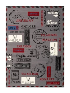 Dywan nowoczesny Poczta Szaro Czarny 140 cm x 200 cm
