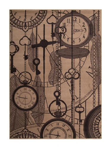 Dywan nowoczesny Zegary Brązowy 160 cm x 225 cm - Nowoczesne fasony do salonu i pokoju