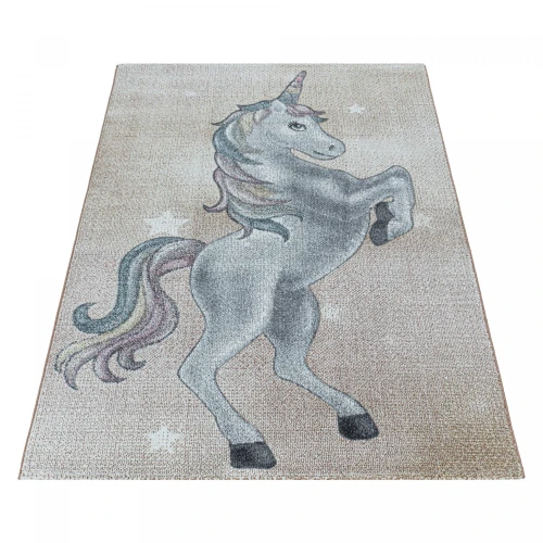 Dywan dziecięcy Funny jednorożec złoty 200 cm x 290 cm - Nowoczesne fasony do salonu i pokoju