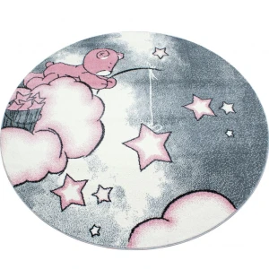 Dywan dziecięcy Kids Miś na chmurce różowy 160 cm x 160 cm koło