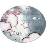 Dywan dziecięcy Kids Miś na chmurce różowy 120 cm x 120 cm koło
