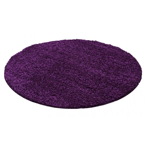 Dywan shaggy  fioletowy 160 cm x 160 cm koło  - Nowoczesne fasony do salonu i pokoju