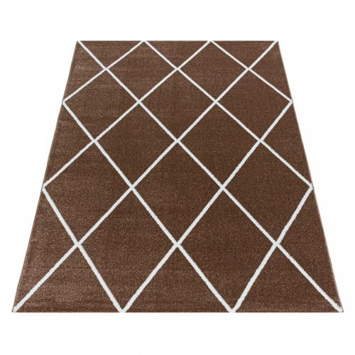 Dywan nowoczesny Rio romby ceglany 120 cm x 170 cm  - Nowoczesne fasony do salonu i pokoju