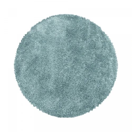 Dywan shaggy Fluffy Super Soft lazurowy 120 cm x 120 cm koło   - Nowoczesne fasony do salonu i pokoju