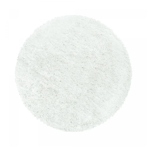 Dywan shaggy Fluffy Super Soft biały 120 cm x 120  koło - Nowoczesne fasony do salonu i pokoju