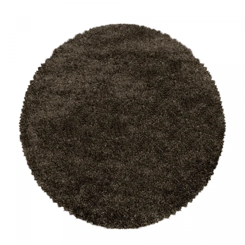 Dywan shaggy Fluffy Super Soft brązowy 120 cm x 120 cm  koło  - Nowoczesne fasony do salonu i pokoju