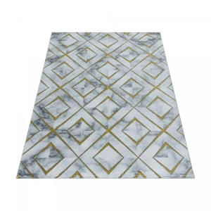Dywan ekskluzywny Naxos romby szaro-złoty 140 cm x 200 cm   