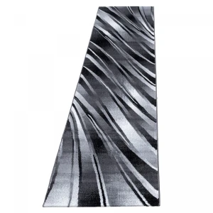 Dywan nowoczesny Parma czarny linie 80 cm x 300 cm