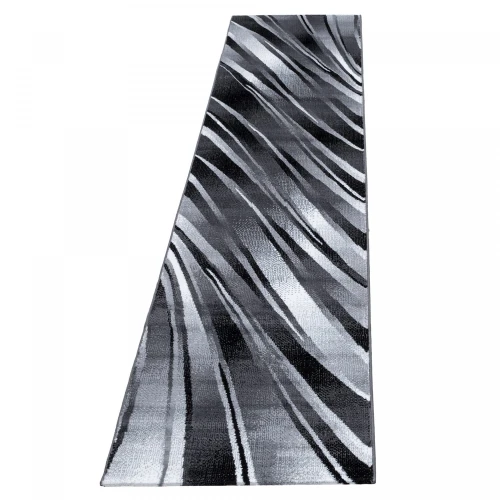 Dywan nowoczesny Parma czarny linie 80 cm x 300 cm - Nowoczesne fasony do salonu i pokoju