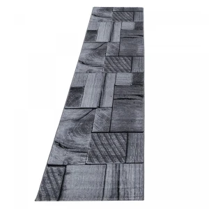 Dywan nowoczesny Parma Deski szaro-czarny 80 cm x 300 cm