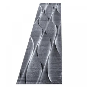 Dywan nowoczesny Parma wstęgi szaro-czarny 80 cm x 300 cm