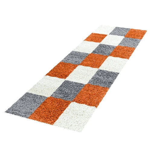 Dywan Shaggy Life pomarańczowo-szary 80 cm x 250 cm    - Nowoczesne fasony do salonu i pokoju