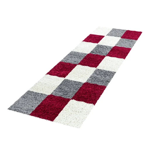 Dywan Shaggy Life kremowo-czerwony 80 cm x 250 cm - Nowoczesne fasony do salonu i pokoju