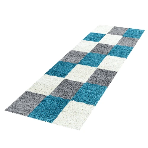 Dywan Shaggy Life szaro-turkusowy  80 cm x 250 cm - Nowoczesne fasony do salonu i pokoju