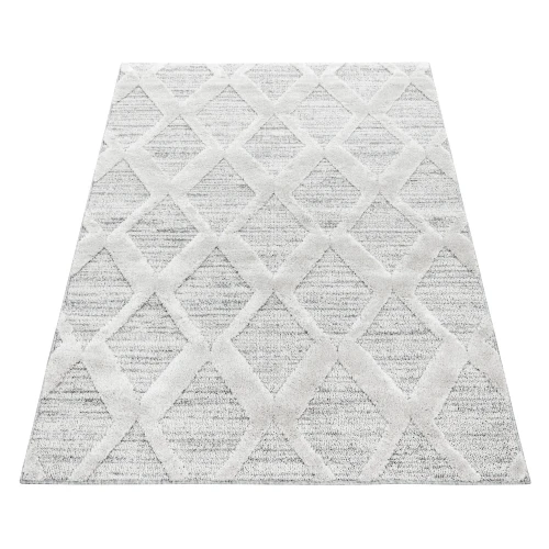 Dywan nowoczesny 3D La Casa romby kremowy 60 cm x 110 cm - Nowoczesne fasony do salonu i pokoju
