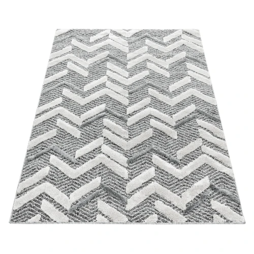 Dywan nowoczesny 3D La Casa fale szary 140 cm x 200 cm  - Nowoczesne fasony do salonu i pokoju