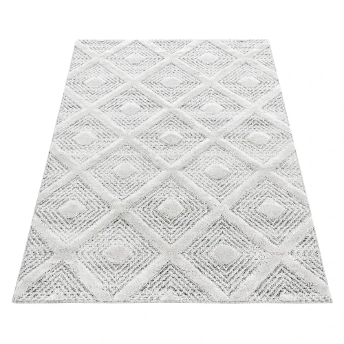 Dywan nowoczesny 3D La Casa romby kremowo-szary 140 cm x 200 cm   - Nowoczesne fasony do salonu i pokoju