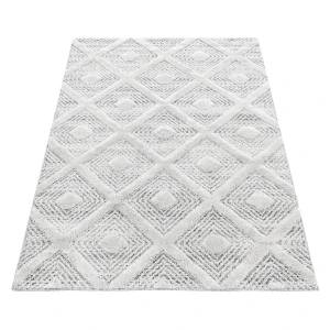 Dywan nowoczesny 3D La Casa romby kremowo-szary 240 cm x 340 cm   