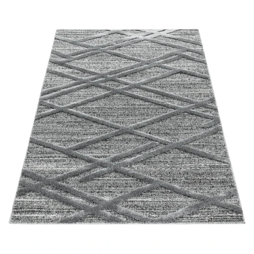 Dywan nowoczesny 3D La Casa krata szary 280 cm x 370 cm   - Nowoczesne fasony do salonu i pokoju