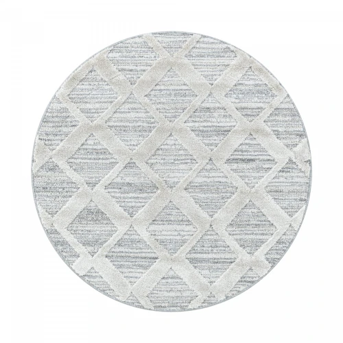 Dywan nowoczesny 3D La Casa romby kremowy koło 80 cm x 80 cm  - Nowoczesne fasony do salonu i pokoju