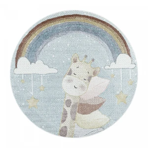 Dywan dziecięcy Lucky Śpiąca Żyrafa na chmurkach 120 cm x 120 cm koło