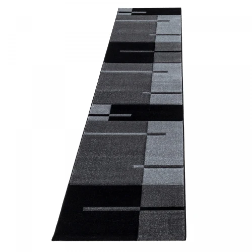Dywan nowoczesny Hawaii szaro-czarny 80 cm x 300 cm - Nowoczesne fasony do salonu i pokoju