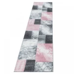 Dywan nowoczesny Hawaii Kwadraty różowo-szare 80 cm x 300 cm