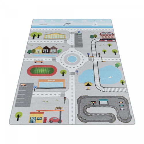 Dywan dziecięcy Play uliczki szary 120 cm x 170 cm - Nowoczesne fasony do salonu i pokoju
