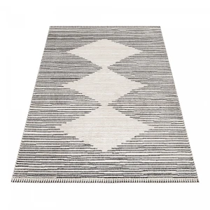 Dywan poliestrowy Romby kremowo-czarny 80 cm x 150 cm