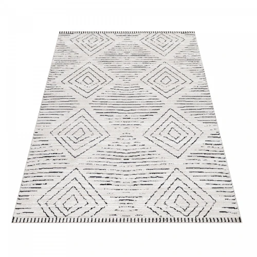 Dywan poliestrowy Berber geometria kremowy 240 cm x 340 cm - Nowoczesne fasony do salonu i pokoju