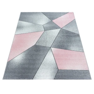 Dywan nowoczesny Beta wielokąty różowo-szary 80 cm x 150 cm