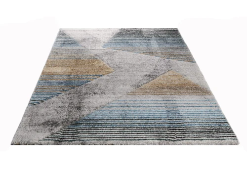 Dywan Diamond New 3D Geometria turkusowo-złota 80 cm x 140 cm - Nowoczesne fasony do salonu i pokoju