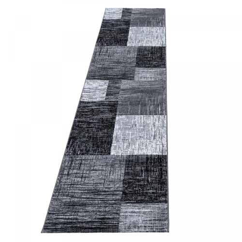 Dywan nowoczesny Plus prostokąty czarno-szare 80 cm x 300 cm - Nowoczesne fasony do salonu i pokoju