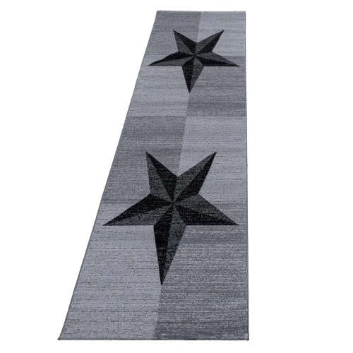 Dywan nowoczesny Plus gwiazda szary 80 cm x 300 cm - Nowoczesne fasony do salonu i pokoju