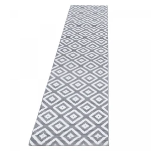 Dywan nowoczesny Plus Kwadraty szaro-kremowy 80 cm x 300 cm