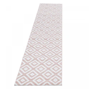 Dywan nowoczesny Plus kwadraty różowo-kremowy 80 cm x 300 cm