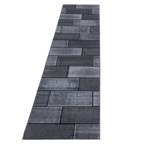 Dywan nowoczesny Plus Mur szaro-czarny 80 cm x 300 cm - Nowoczesne fasony do salonu i pokoju
