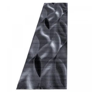 Dywan nowoczesny Plus wstęgi szaro-czarny 80 cm x 300 cm