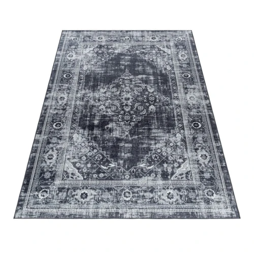 Dywan z nadrukiem Fiesta Vintage szaro-czarny 140 cm x 200 cm   - Nowoczesne fasony do salonu i pokoju