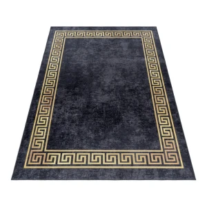 Dywan z nadrukiem Fiesta Ornament czarno-złoty 80 cm x 250 cm 