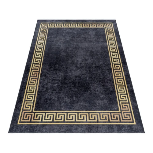 Dywan z nadrukiem Fiesta Ornament czarno-złoty 200 cm x 290 cm  - Nowoczesne fasony do salonu i pokoju