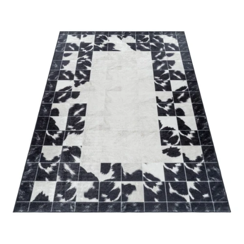 Dywan z nadrukiem Fiesta Patchwork czarno-kremowy 140 cm x 200 cm  - Nowoczesne fasony do salonu i pokoju