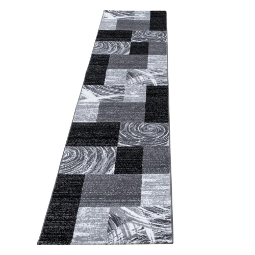 Dywan nowoczesny Parma kwadraty czarny 80 cm x 300 cm - Nowoczesne fasony do salonu i pokoju