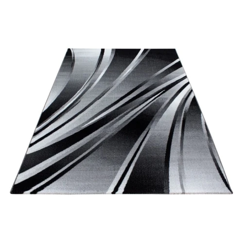 Dywan nowoczesny Parma czarny linie 140 cm x 200 cm - Nowoczesne fasony do salonu i pokoju