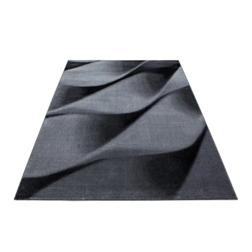 Dywan nowoczesny Parma fale szaro-czarny 140 cm x 200 cm - Nowoczesne fasony do salonu i pokoju